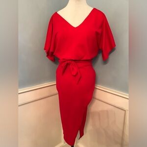 Quiz Red Blouson Dress Sz 10